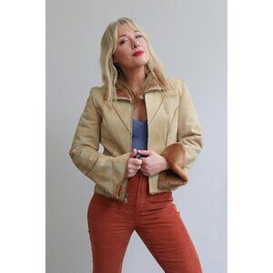 2000's Y2K Vintage Guess Faux Fur & Suede Jacket  // Women's Small to Medium 90s